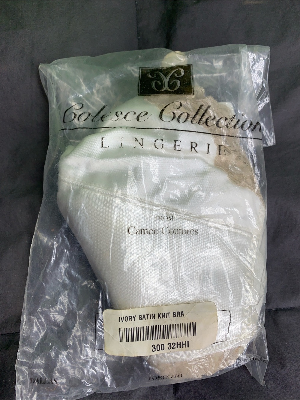 Ivory Satin Knit Bra 32HH/I Colesce Couture Bullet Bra